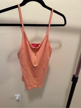 GUESS Peach Zip-Front Ribbed Cami